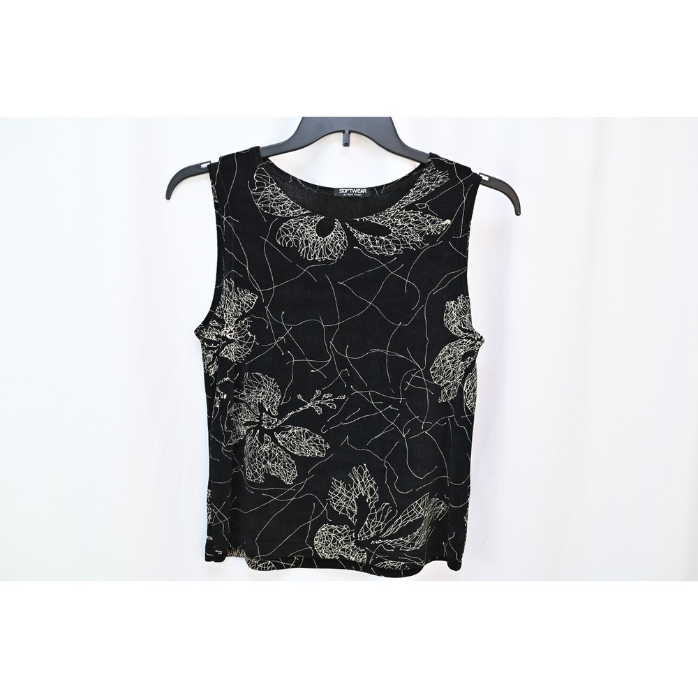 Softwear by Mark Singer Black Cream Floral Tank Top TM41113 USA Made Medium